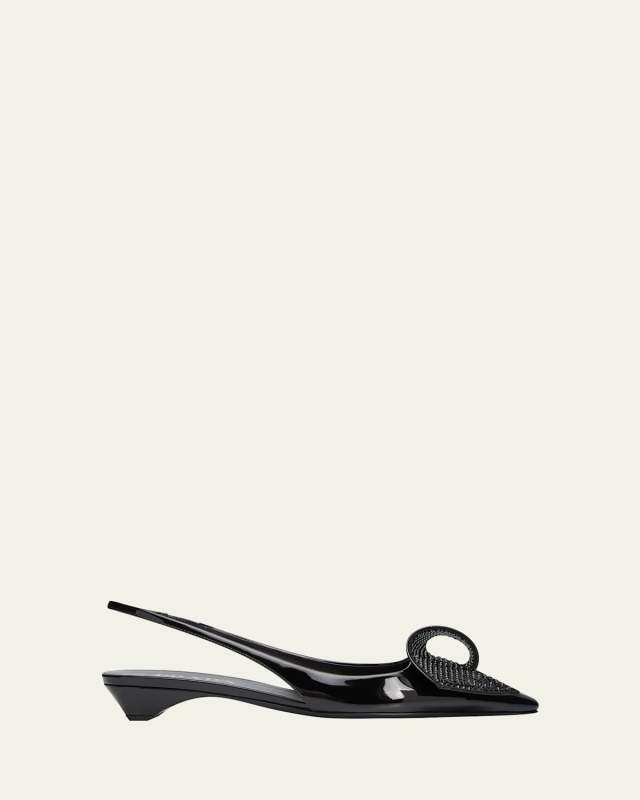 Patent Crystal Twist Slingback Pumps